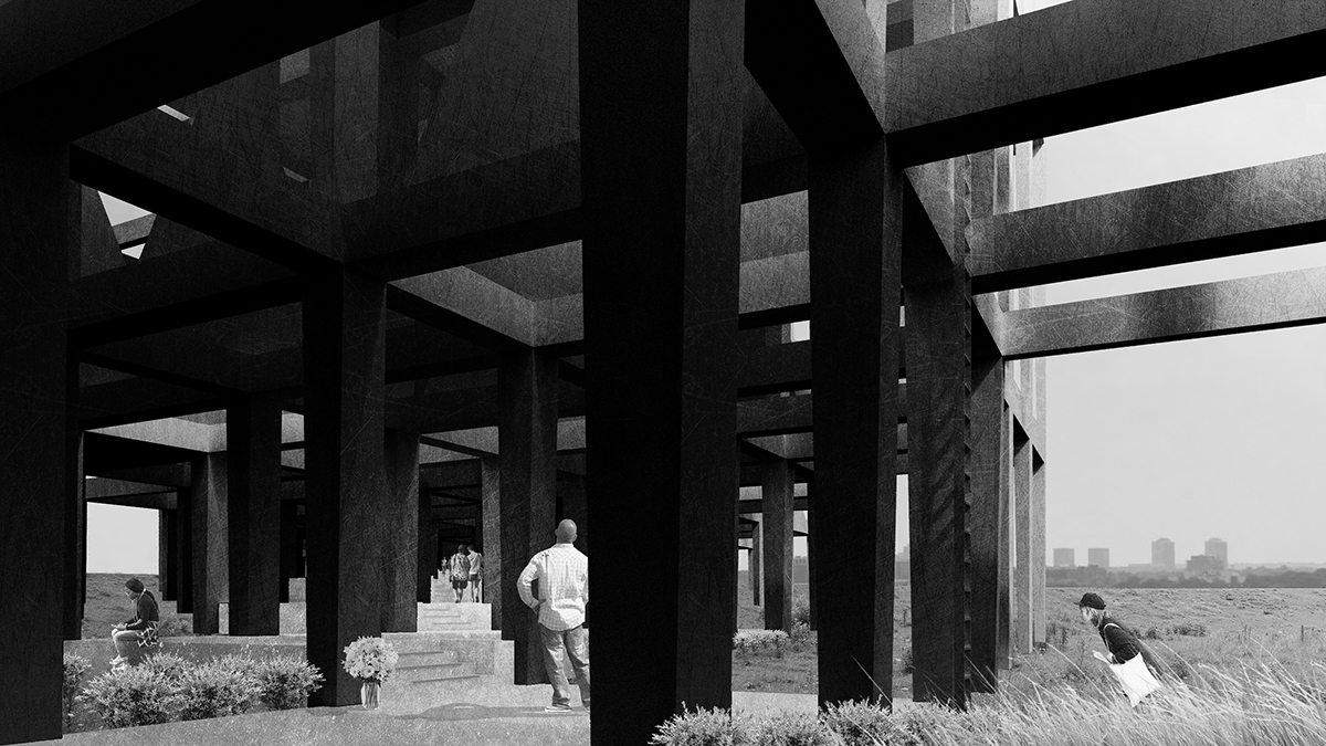 Interior Perspective at the base of the counter-memorial.