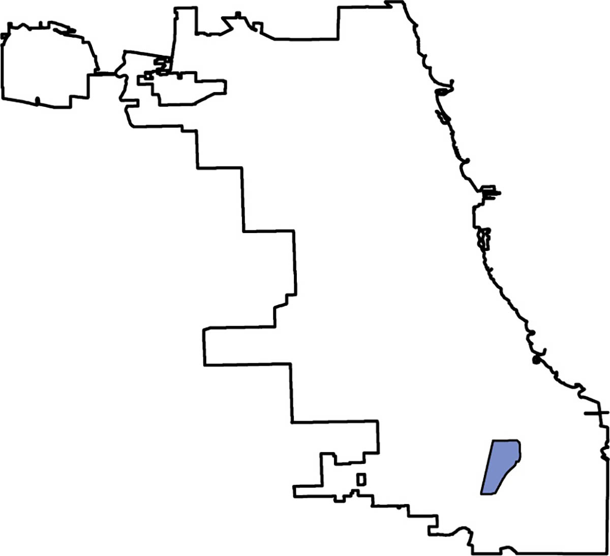 Graphical map showing Location of Pullman within Chicago