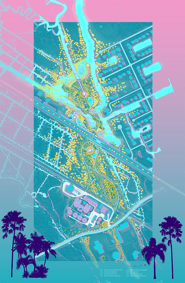 An overhead map of the community