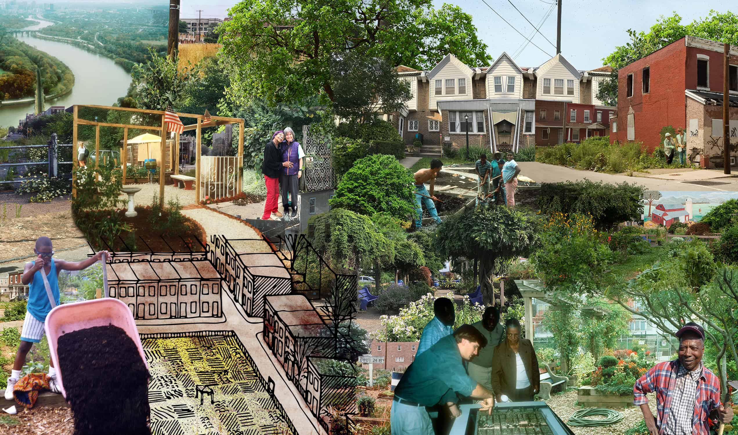cutouts image of community gardening in community garden