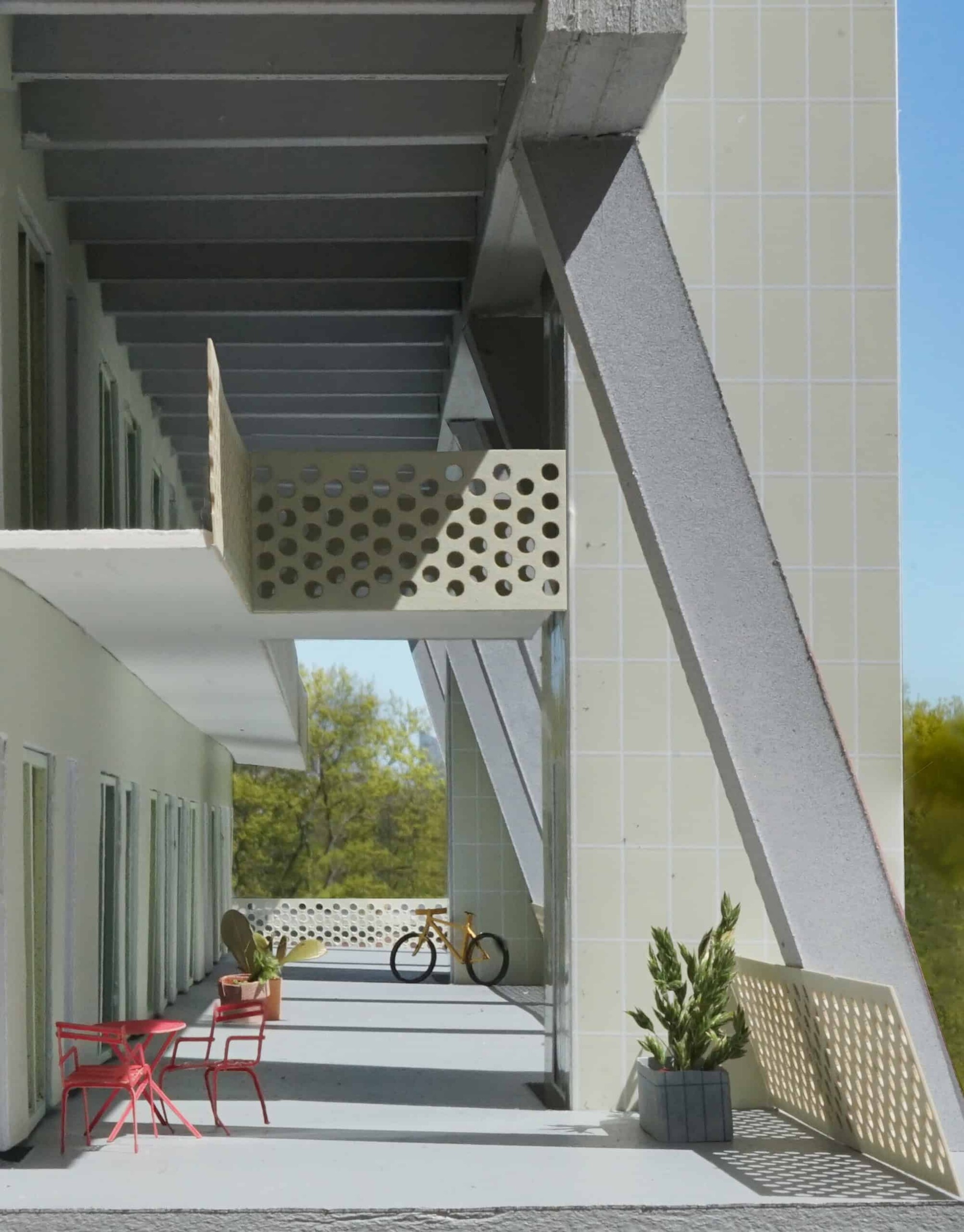 Rendering of a balcony and patio area